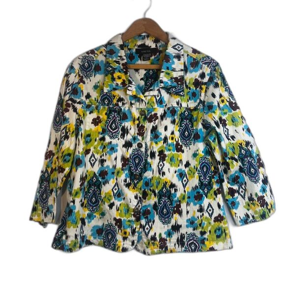 Kaktus Southwestern Print Lightweight Jacket Maximalist Cotton Bold Size Large - Picture 1 of 8
